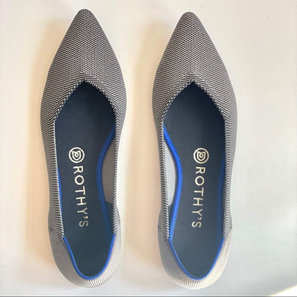 Rothy's The Point in Cloud Grey Birdseye Slip
On Flats Size 8.5 Ballet Pointed